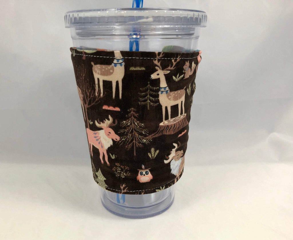 Llama Iced Coffee Cozy, Brown Deer Coffee Sleeve, Owl Hot Drink Cozy, Insulated - EcoHip Custom Designs
