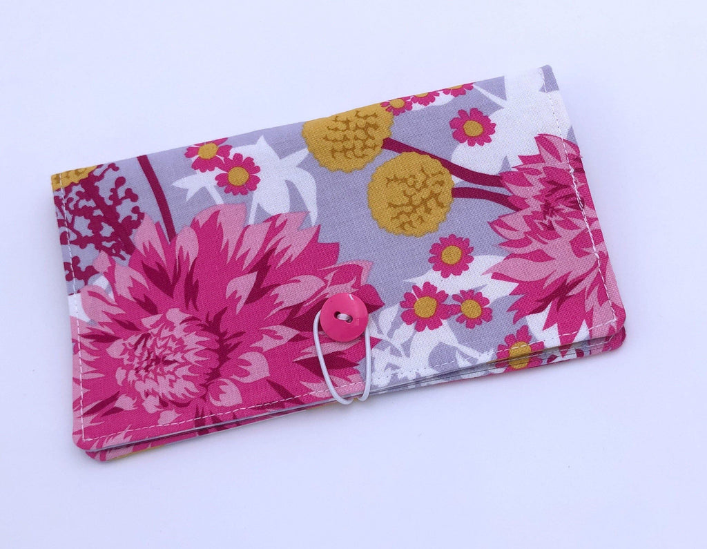 Floral Duplicate Checkbook Cover, Red Check Book, Purse Organizer, Pen Holder - EcoHip Custom Designs