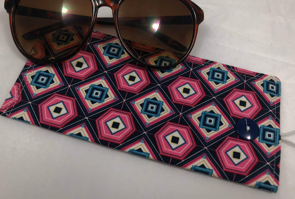 Pink, Blue, Black Eye Glasses Cover, Sunglass Pouch, Handmade Reading Glass Case - EcoHip Custom Designs