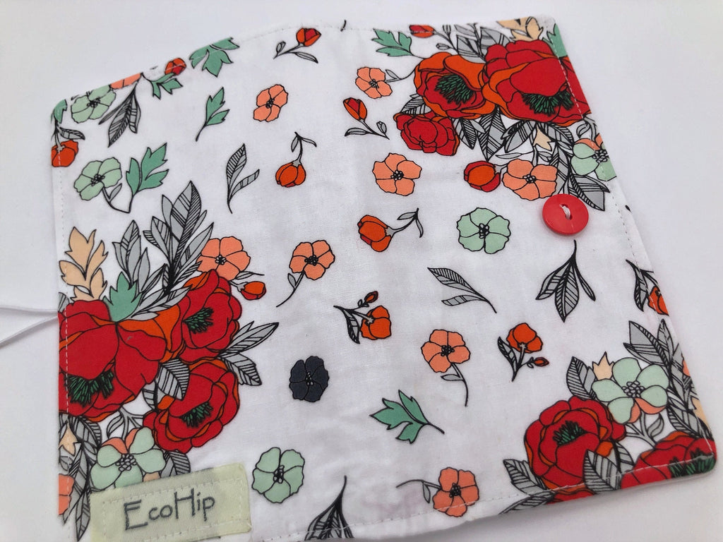 Red Checkbook Cover, Floral Duplicate Check Book, Women's Checkbook - EcoHip Custom Designs