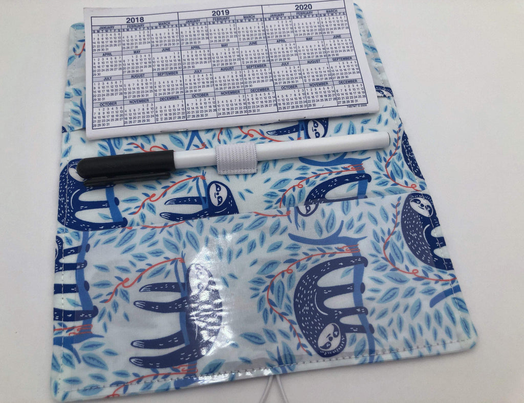 Sloths Duplicate Check Book Cover, Blue Animal Checkbook Register, Pen Holder, Women's Checkbook - EcoHip Custom Designs