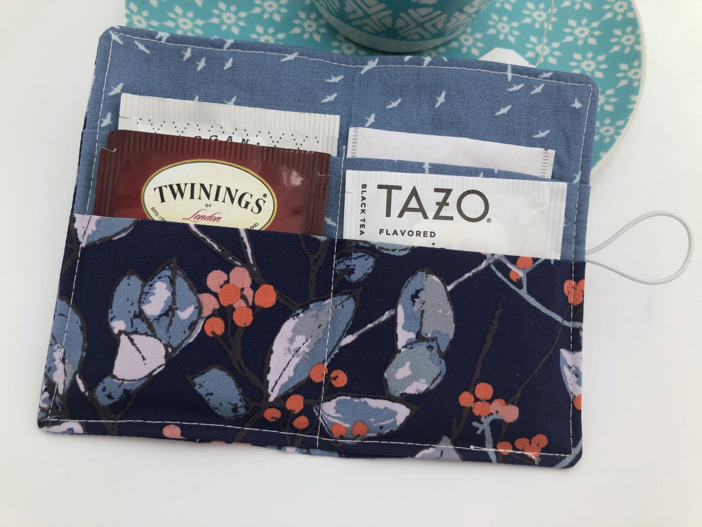 Blue Tree Tea Wallet, Teabag Holder, Teabag Cozy, Gift for Tea Drinker - EcoHip Custom Designs