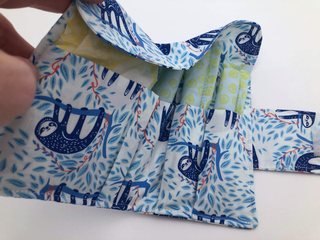 Blue Tampon Case, Sloth Sanitary Pad Pouch, Animal Tampon Cozy Holder - EcoHip Custom Designs
