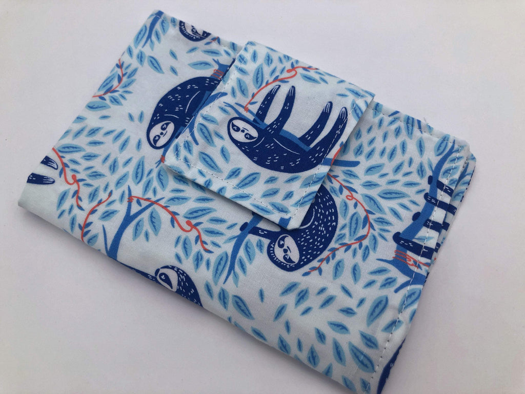 Blue Tampon Case, Sloth Sanitary Pad Pouch, Animal Tampon Cozy Holder - EcoHip Custom Designs
