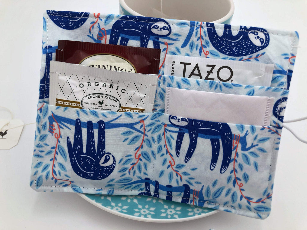 Blue Teabag Wallet, Sloth Tea Bag Holder, Gift for Tea Drinkers - EcoHip Custom Designs