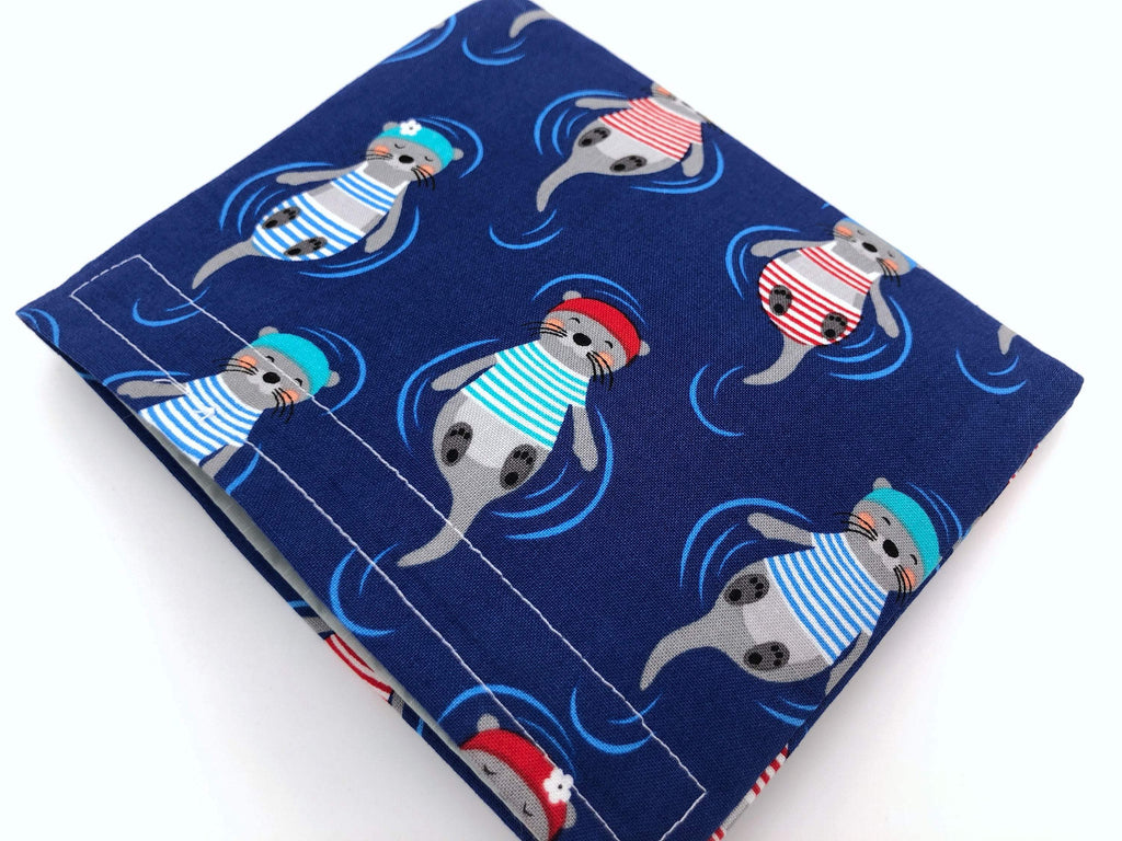 Otters Snack Bag, Blue Reusable Snack Pouch, Kid's Lunch Bag - EcoHip Custom Designs