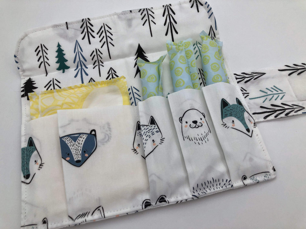 Animal Privacy Pouch, Fox Tampon Holder, Raccoon Sanitary Pad Wallet - EcoHip Custom Designs