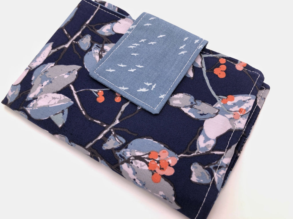Blue Sanitary Pad Pouch, Tree Branch Tampon Wallet Case, Time of the Month Bag - EcoHip Custom Designs