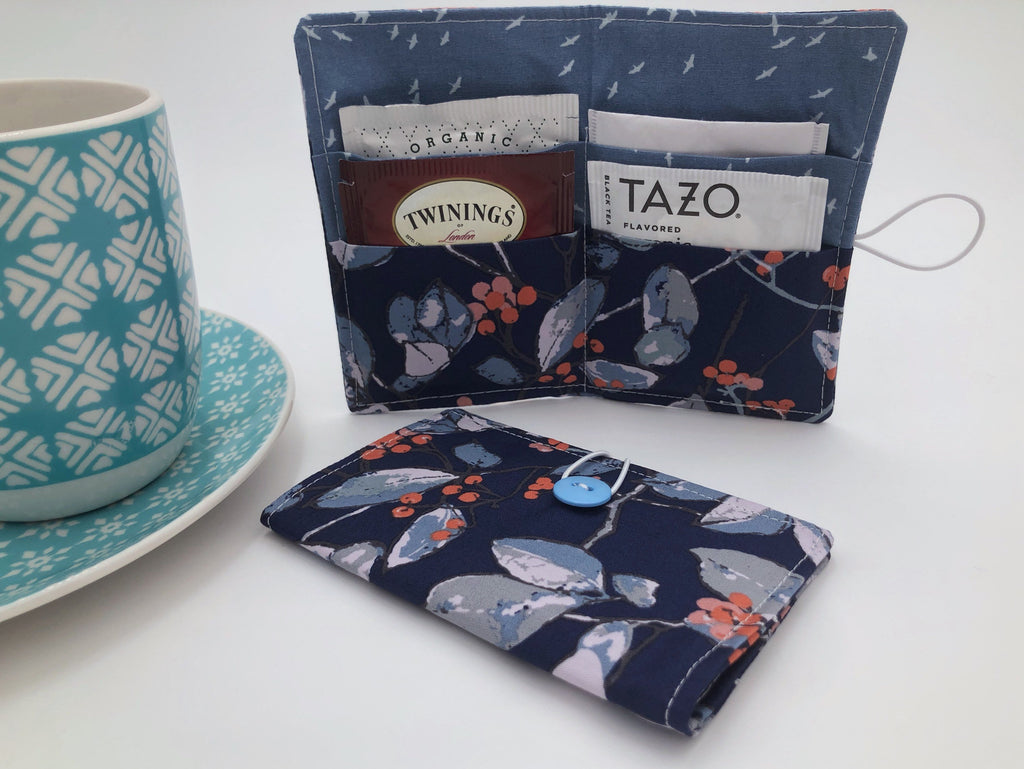 Blue Tree Tea Wallet, Teabag Holder, Teabag Cozy, Gift for Tea Drinker - EcoHip Custom Designs