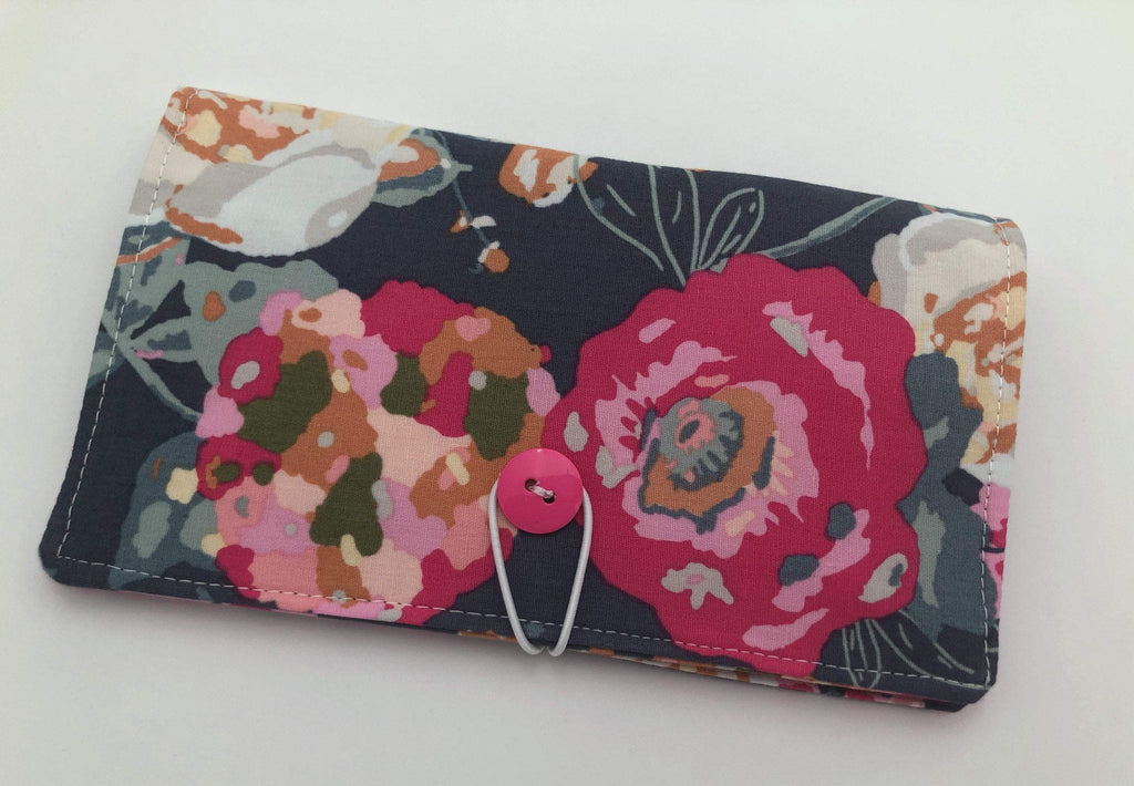 Green Checkbook Register, Pink Floral Duplicate Check Book Wallet, Pen Holder - EcoHip Custom Designs
