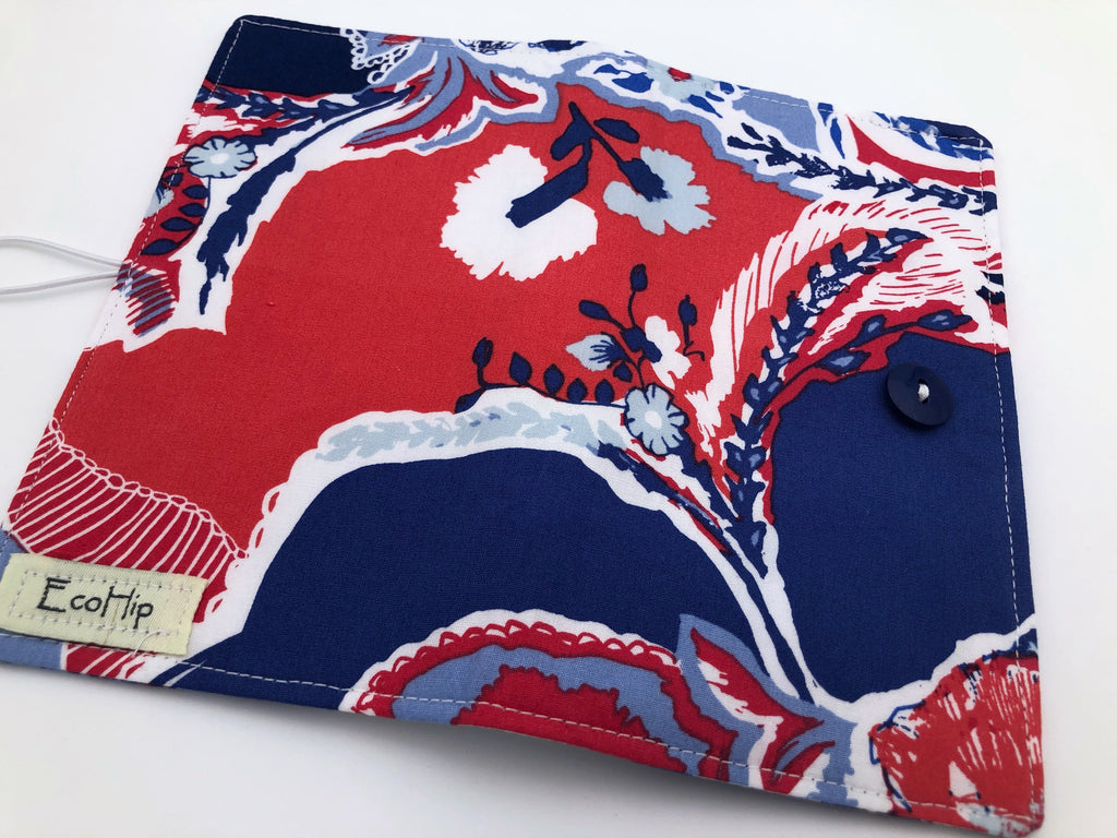 Blue Checkbook Cover, Red Duplicate Check Book Wallet, Checkbook Case - EcoHip Custom Designs
