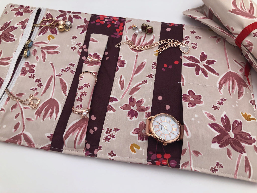 Travel Jewelry Case, Fabric Jewelry Bag Roll, Posy Ethereal – EcoHip Custom  Designs
