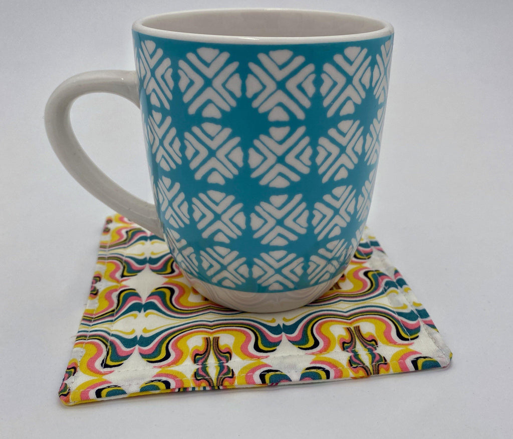 Fabric Coaster, Set of 4 Kitchen Coasters, Drink Coasters, Coffee Mug Rug, Hot Tea Cup Coaster - Dandy Daytime