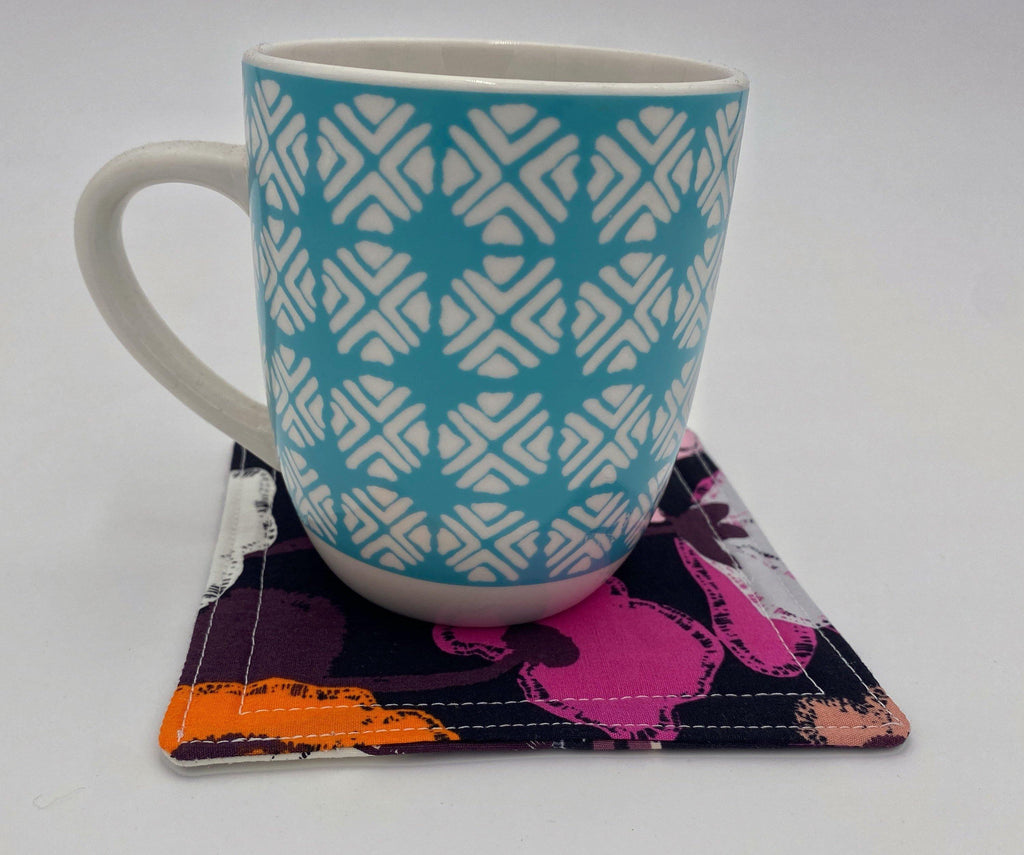 Fabric Coaster, Set of 4 Kitchen Coasters, Drink Coasters, Coffee Mug Rug, Hot Tea Cup Coaster - Bloomed in City