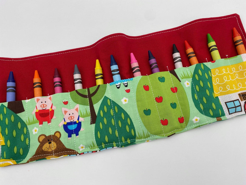 Fable Crayon Roll, Crayon Caddy, Gift for Toddlers, Party Favor, Girl&#39;s Crayon Case, Stocking Stuffer, Fairy Tales