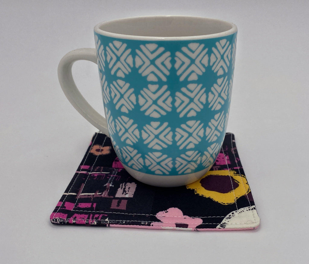 Fabric Coaster, Set of 4 Kitchen Coasters, Drink Coasters, Coffee Mug Rug, Hot Tea Cup Coaster - Bloomed in City