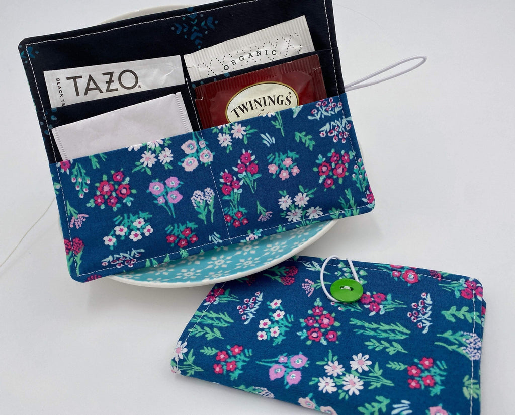 Tea Wallet, Tea Bag Holder, Tea Bag Wallet, Teabag Wallet, Teabag Holder, Tea Bag Cozy - Aquarelle Floral
