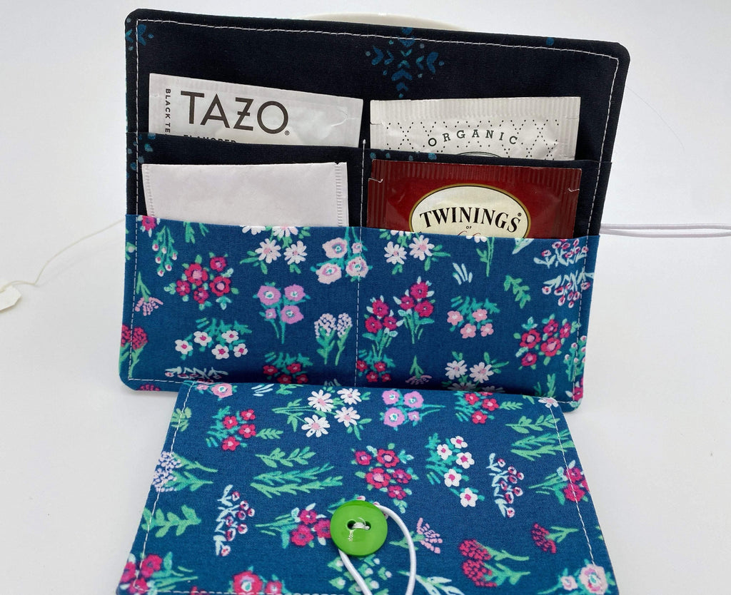 Tea Wallet, Tea Bag Holder, Tea Bag Wallet, Teabag Wallet, Teabag Holder, Tea Bag Cozy - Aquarelle Floral