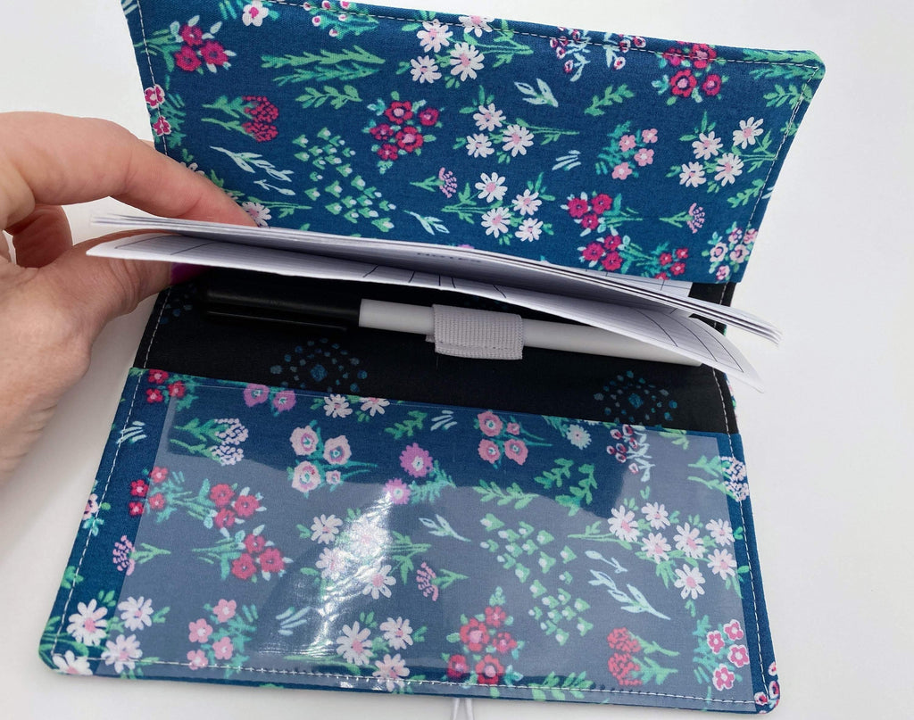 Blue Duplicate Checkbook Cover Register, Duplicate Checkbook Register, Fabric Checkbook Cover, Pen Holder - Aquarelle Floral