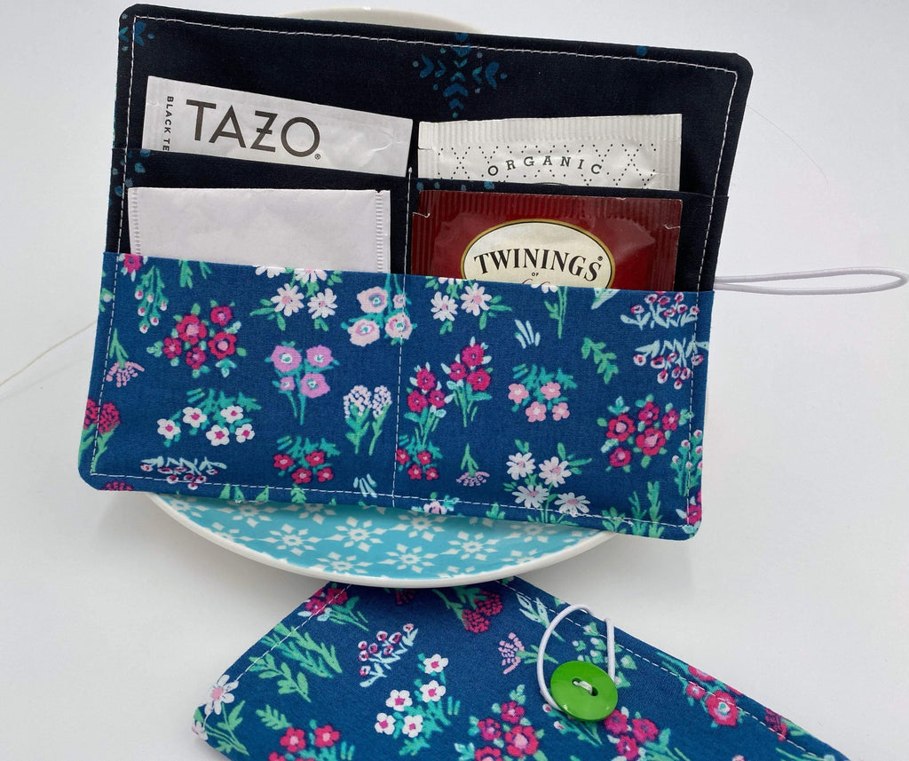 Tea Wallet, Tea Bag Holder, Tea Bag Wallet, Teabag Wallet, Teabag Holder, Tea Bag Cozy - Aquarelle Floral