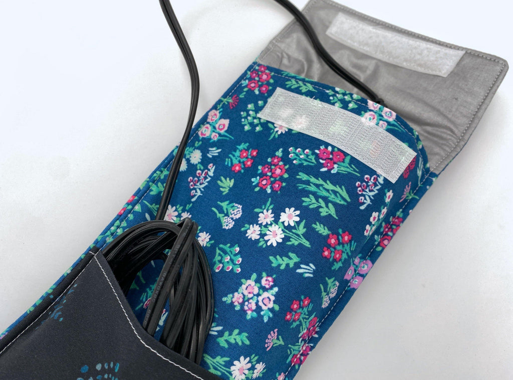 Blue Curling Iron Holder, Curling Iron Case, Flat Iron Holder, Flat Iron Case, Curling Iron Bag, Flat Iron Sleeve - Aquarelle Floral