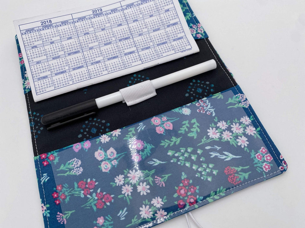 Blue Duplicate Checkbook Cover Register, Duplicate Checkbook Register, Fabric Checkbook Cover, Pen Holder - Aquarelle Floral
