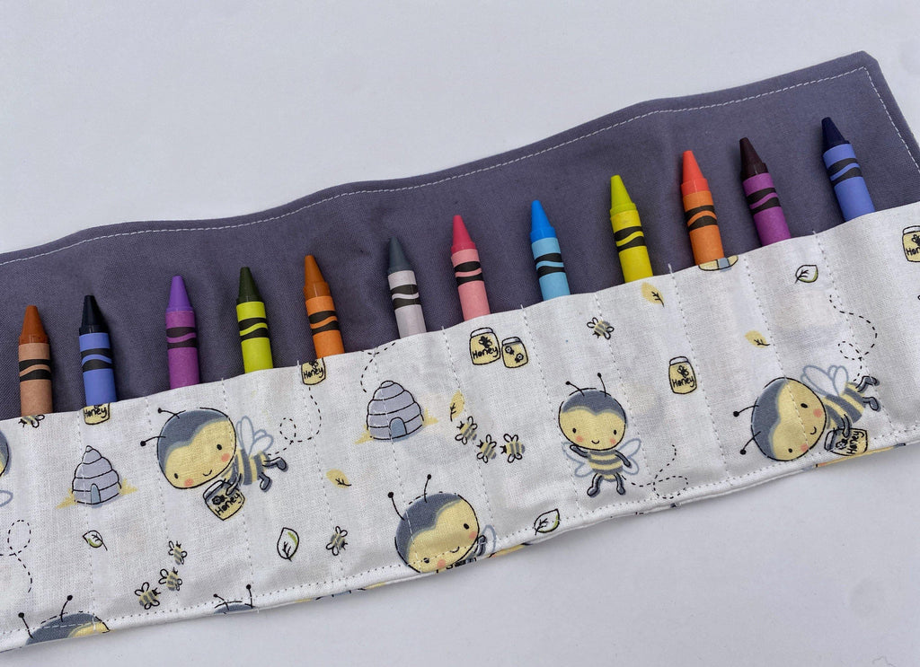 Owl Crayon Roll, Kid’s Crayon Caddy, Crayon Case, Crayon Wallet - Honey Bee Babies