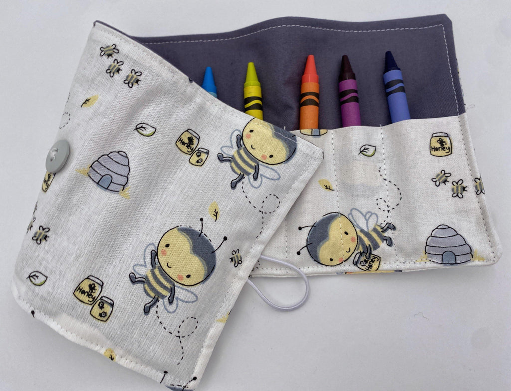 Owl Crayon Roll, Kid’s Crayon Caddy, Crayon Case, Crayon Wallet - Honey Bee Babies