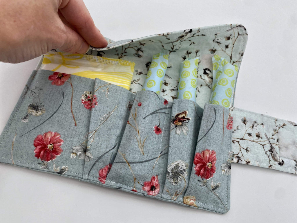Privacy Pouch, Tampon Case, Sanitary Pad Case,  Pad Pouch, Tampon Bag, Tampon Holder, Tampon Wallet - Country Wildflower