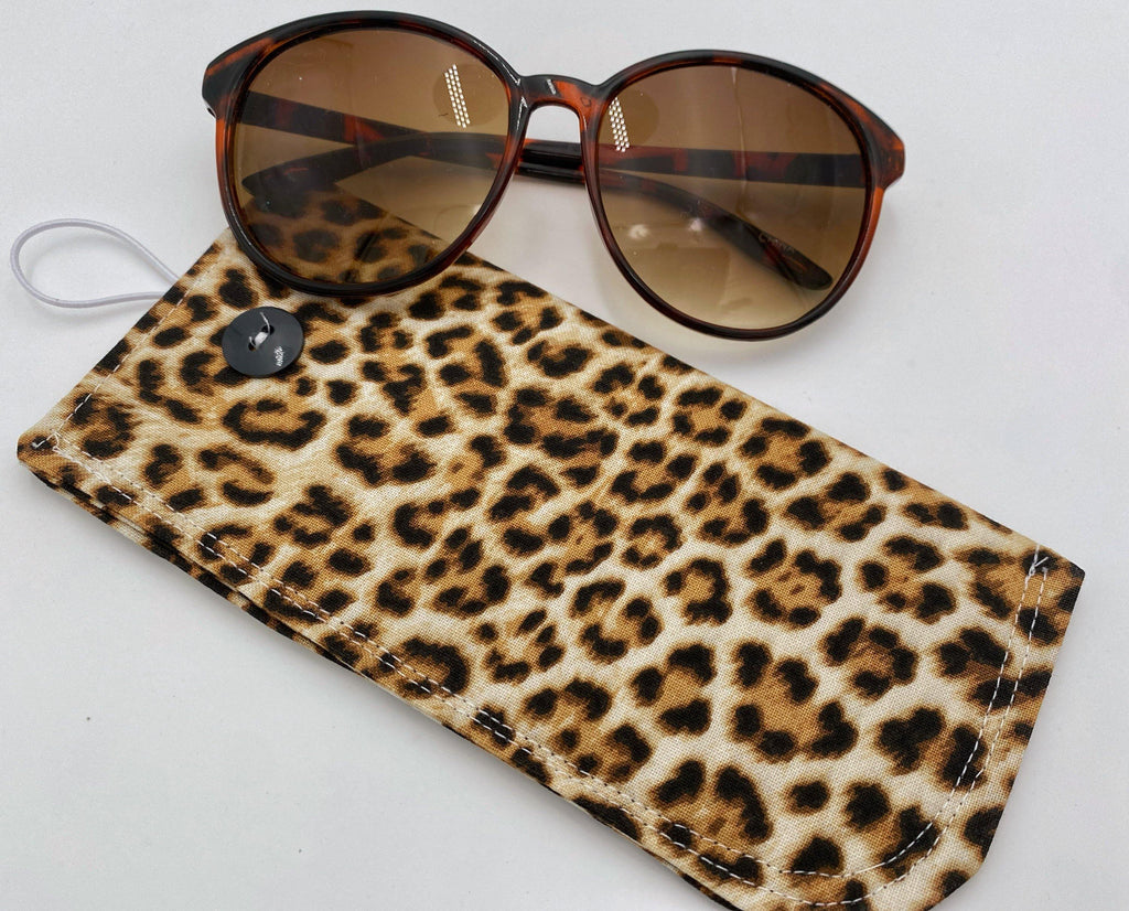 Fabric Eyeglass Case, Sunglass Sleeve, Soft Eyeglass Pouch, Eye Glasses Cover, Reading Glasses Holder, Glasses Case  - Leopard