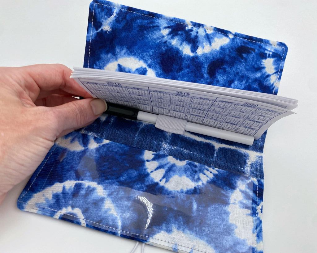 Blue Duplicate Checkbook Cover, Check Book Register, Duplicate Check Book Register, Fabric Checkbook Cover - Indigo Dyed