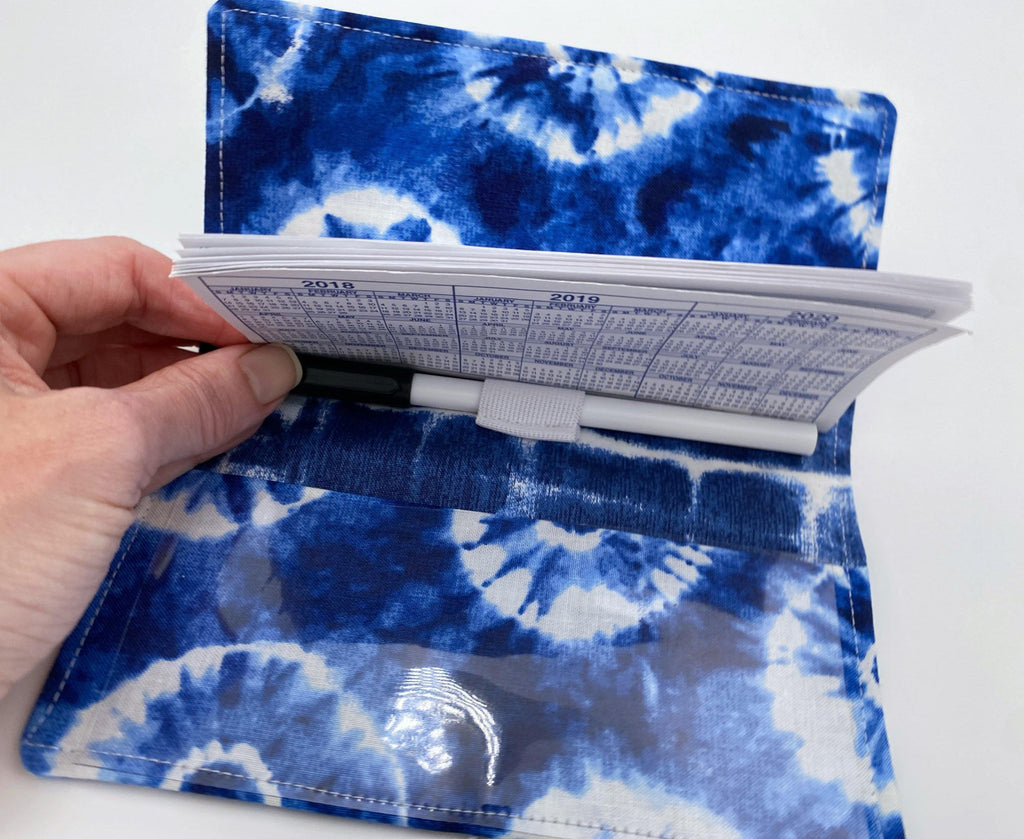 Blue Duplicate Checkbook Cover, Check Book Register, Duplicate Check Book Register, Fabric Checkbook Cover - Indigo Dyed