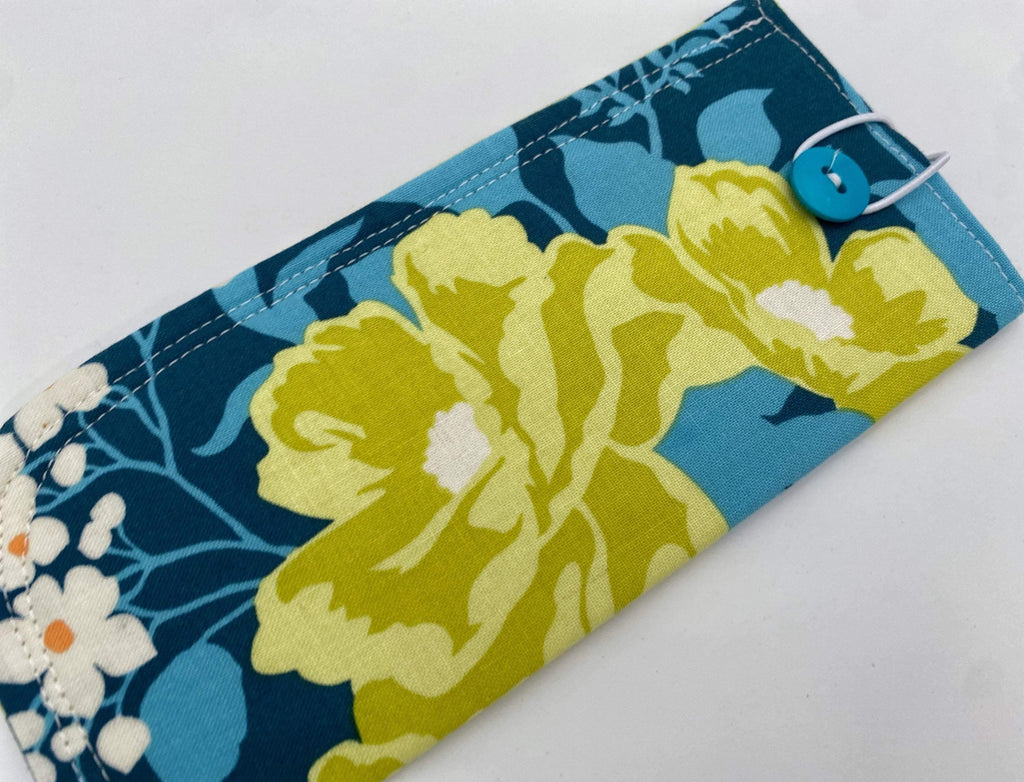 Soft Eyeglass Pouch, Fabric Glasses Sleeve, Sunglasses Case, Eye Glasses Pouch, Reading Glasses Holder, Glasses Case - Blue Floral