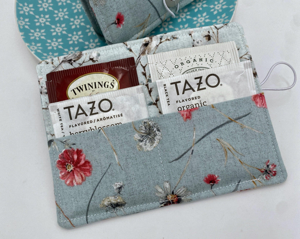 Tea Wallet, Tea Bag Holder, Tea Bag Wallet, Teabag Wallet, Teabag Holder, Tea Bag Cozy - Country Wildflower