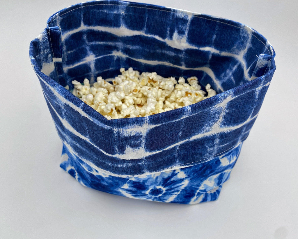 Reusable Popcorn Bag, Reusable Microwave Popcorn, Microwave Popcorn Cozy, Eco-Friendly Snack Holder - Indigo Dyed