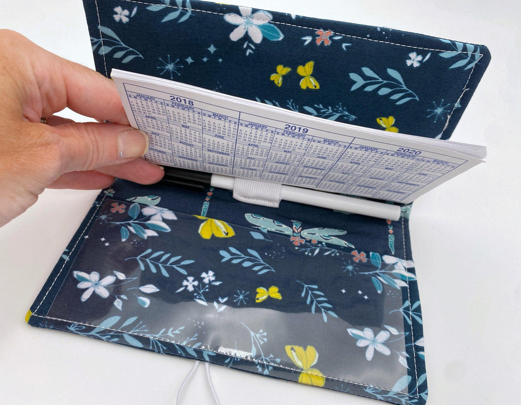 Duplicate Checkbook Cover, Pen Holder, Fabric Checkbook Register, Duplicate Check Book - Magical Gust Blue