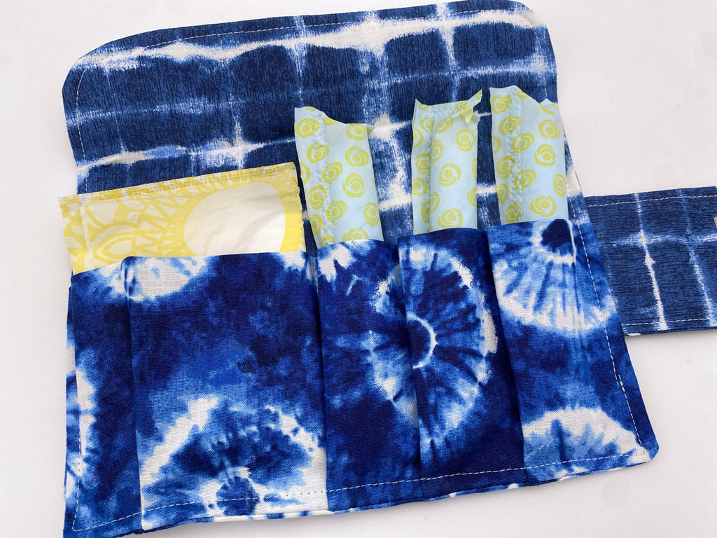 Privacy Pouch, Blue Tampon Case, Sanitary Pad Case, Pad Pouch Wallet, Tampon Bag, Tampon Holder - Indigo Dyed