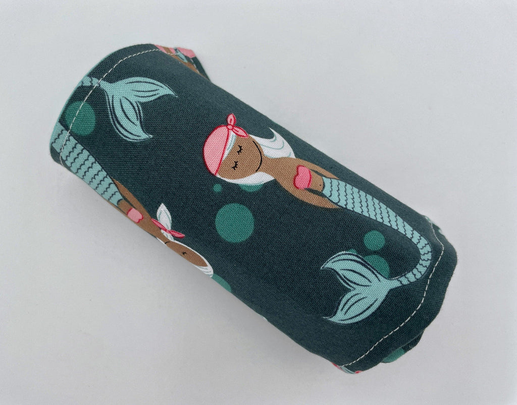 Crayon Roll, Crayon Caddy, Travel Toy, Kids Stocking Stuffer, Crayons Included - Mermaids Teal