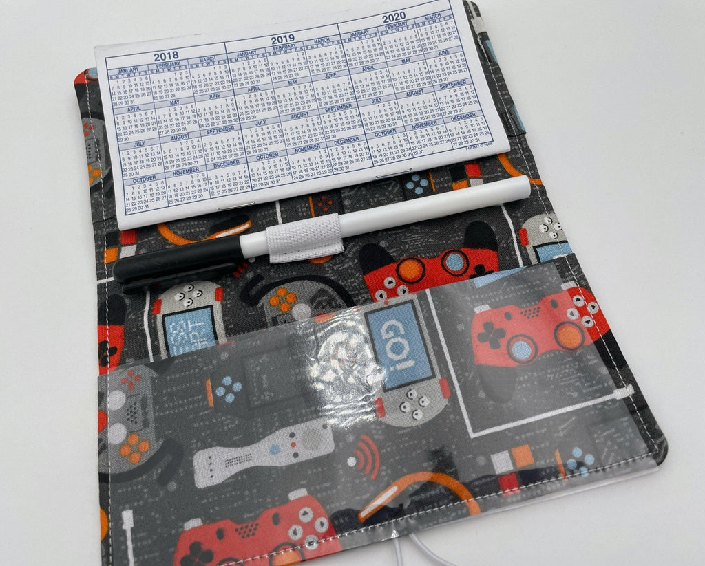 Duplicate Checkbook Cover Pen Holder, Duplicate Checkbook Register, Fabric Checkbook Cover, Check Book Cover - Video Gamer