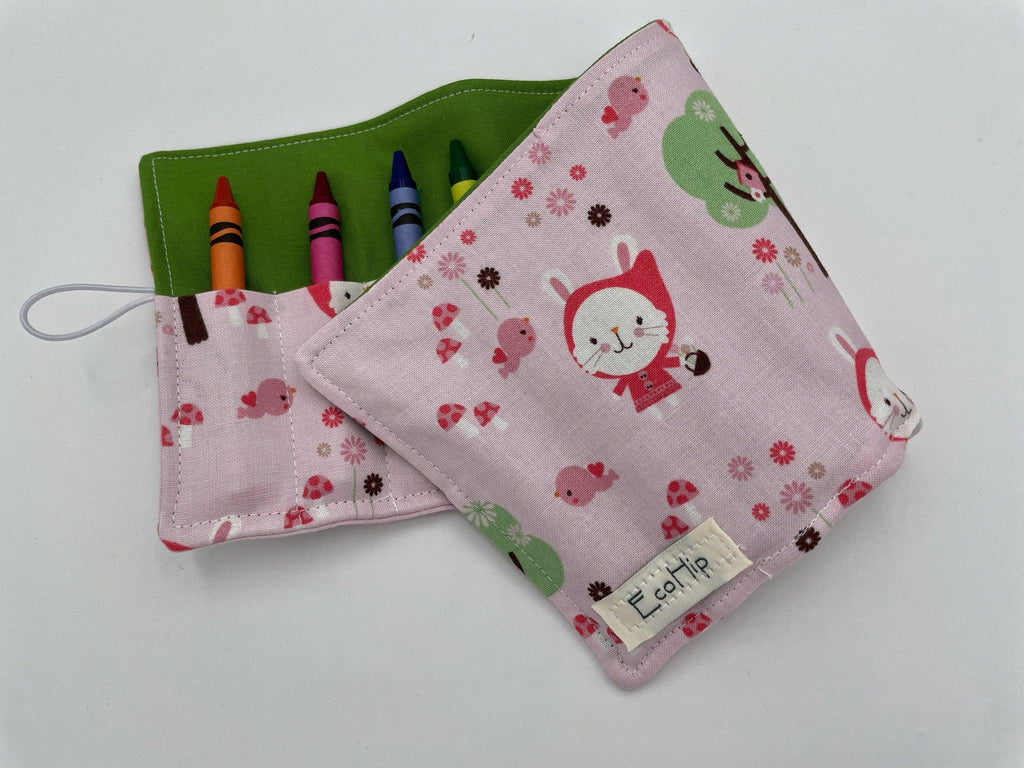 Unicorn Crayon Roll, Crayon Caddy, Gift for Toddlers, Party Favor, Girl's Crayon Case, Stocking Stuffer, Riding Hood in the Forest