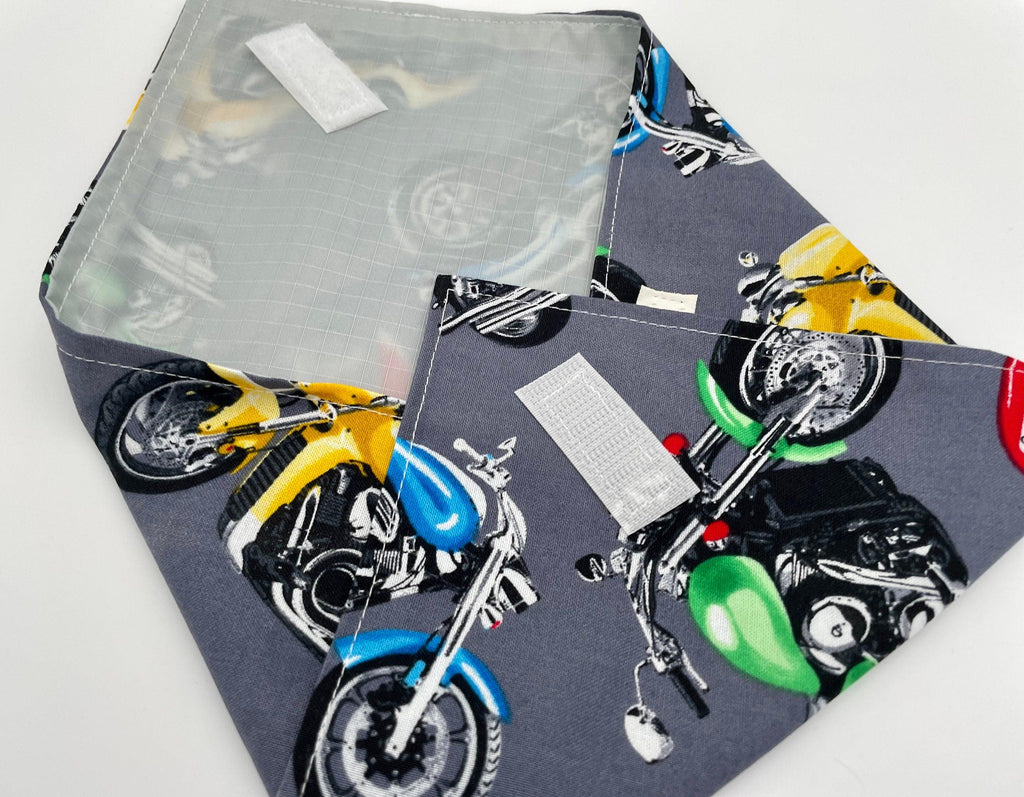 Reusable Sandwich Bag, Sandwich Wrap, Reusable Sandwich Mat, Sandwich Holder - Motorcycles Gray