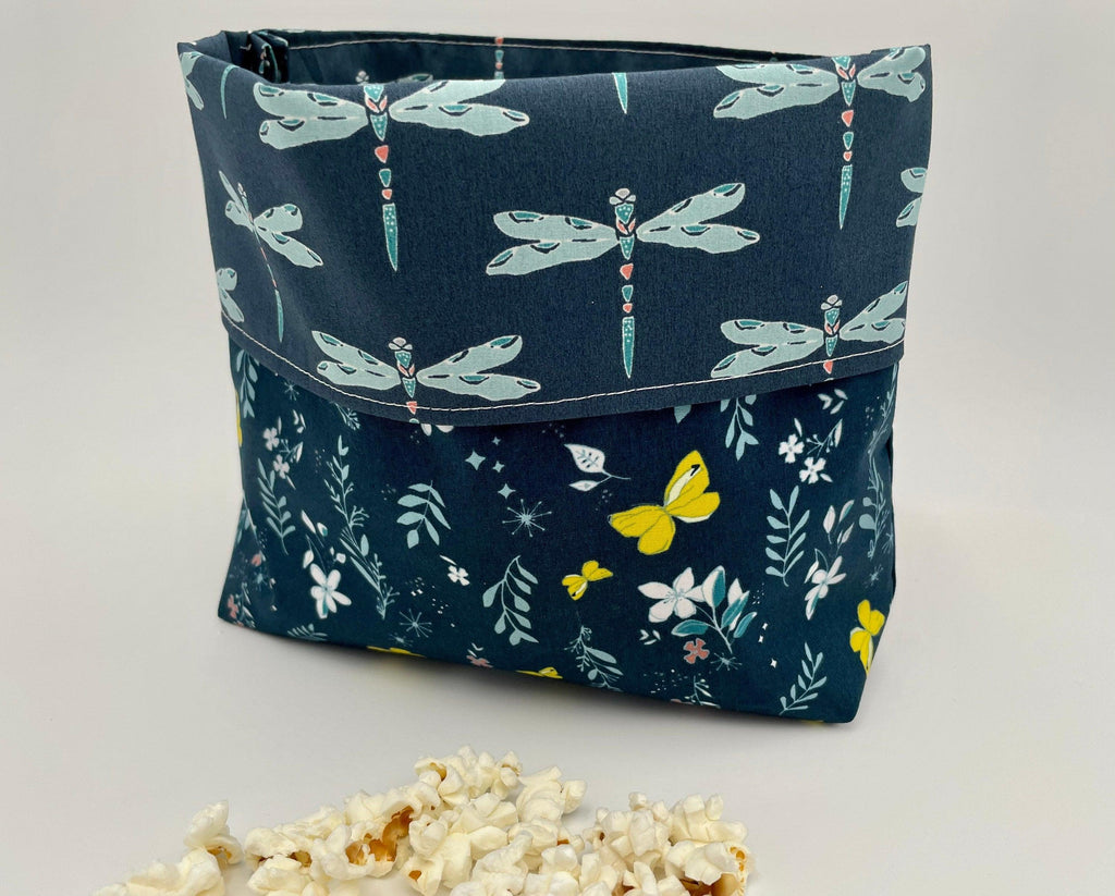 Reusable Popcorn Bag, Reusable Microwave Popcorn, Microwave Popcorn Cozy, Eco-Friendly Snack Holder - Magic Gust Blue