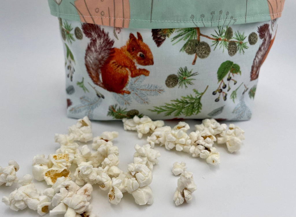 Reusable Popcorn Bag, Reusable Microwave Popcorn, Microwave Popcorn Cozy, Eco-Friendly Snack Holder - Squirrels