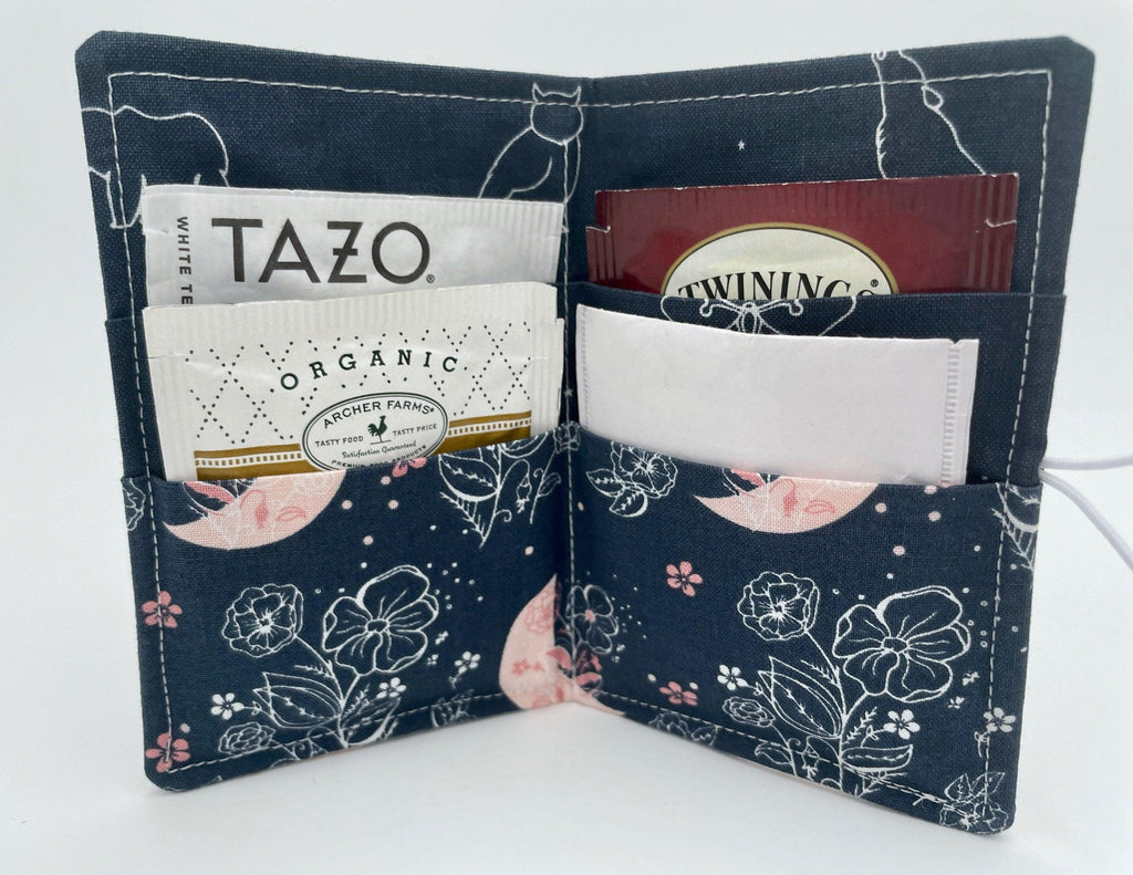 Tea Wallet, Tea Bag Holder, Tea Bag Wallet, Teabag Wallet, Teabag Holder, Tea Bag Cozy - Moon and Floral