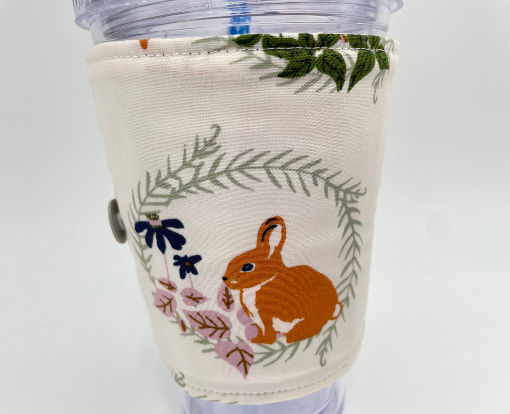 Reversible Coffee Cozy, Insulated Coffee Sleeve, Coffee Cuff, Iced Coffee Sleeve, Hot Tea Sleeve, Cold Drink Cup Cuff - Wild Animals