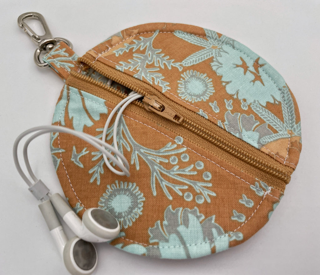 Ear Bud Pouch, Lens Cap Holder, Pacifier Pouch, Earbud Pouch, Earbud Case, Ear Bud Case, Paci Pod - Bronze Teal