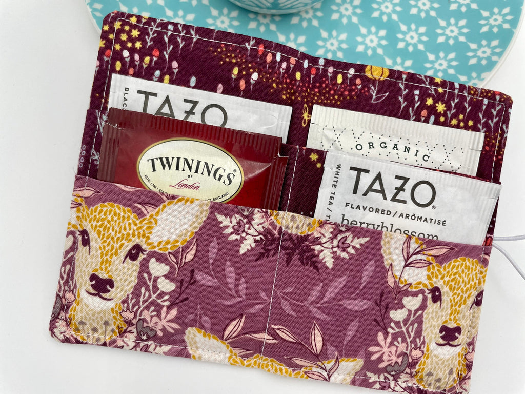 Purple Tea Wallet, Mermaid Tea Bag Holder, Tea Bag Wallet, Teabag Wallet, Teabag Holder, Tea Bag Cozy - Deer Ruby Purple