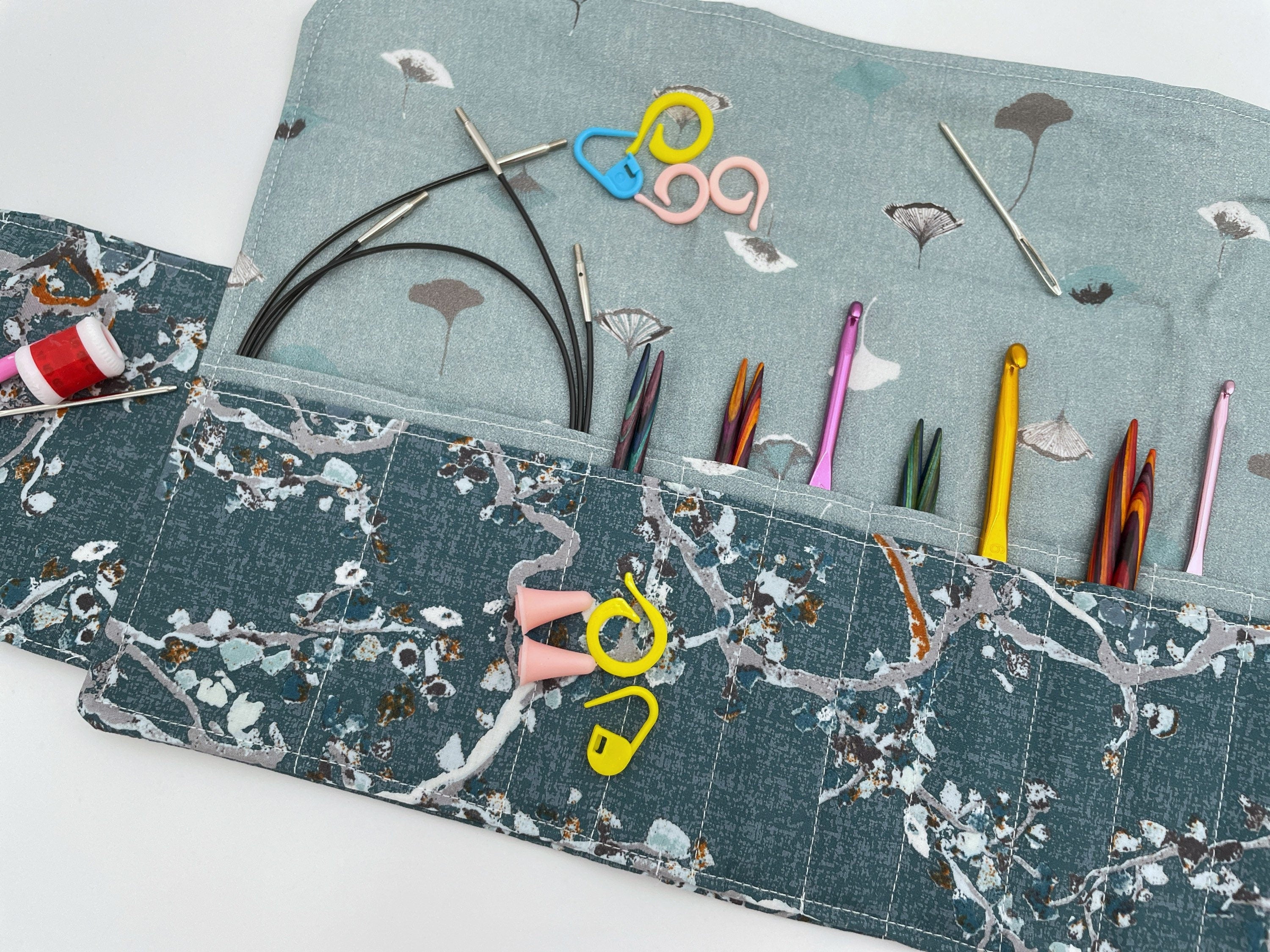 Yazzii Knitting Needles Case - Travel Organizer for Knitting Needles -  Rolling Organizer Case Navy