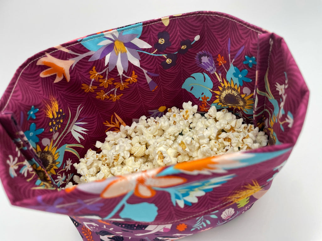 Reusable Popcorn Bag, Reusable Microwave Popcorn, Microwave Popcorn Cozy, Eco-Friendly Snack Holder - Siren Song Orchid