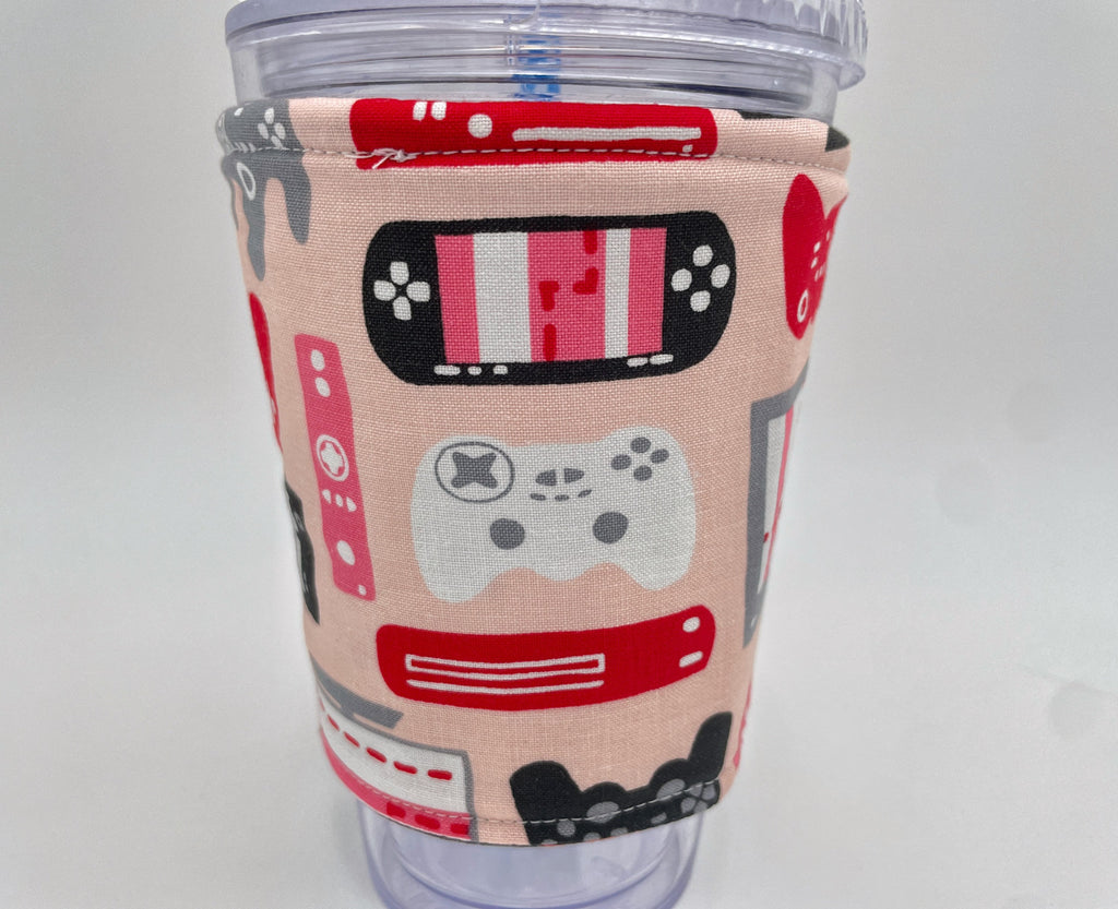 Reversible Coffee Cozy, Insulated Coffee Sleeve, Coffee Cuff, Iced Coffee Sleeve, Hot Tea Sleeve, Cold Drink Cup Cuff - Video Gamer